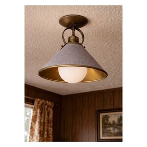 Vintage Blue Denim Ceiling Light With Gold Underside